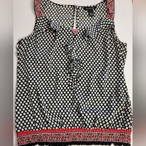 White House Black Market Sleeveless Top Ruffled Center Elastic Waist Size Small